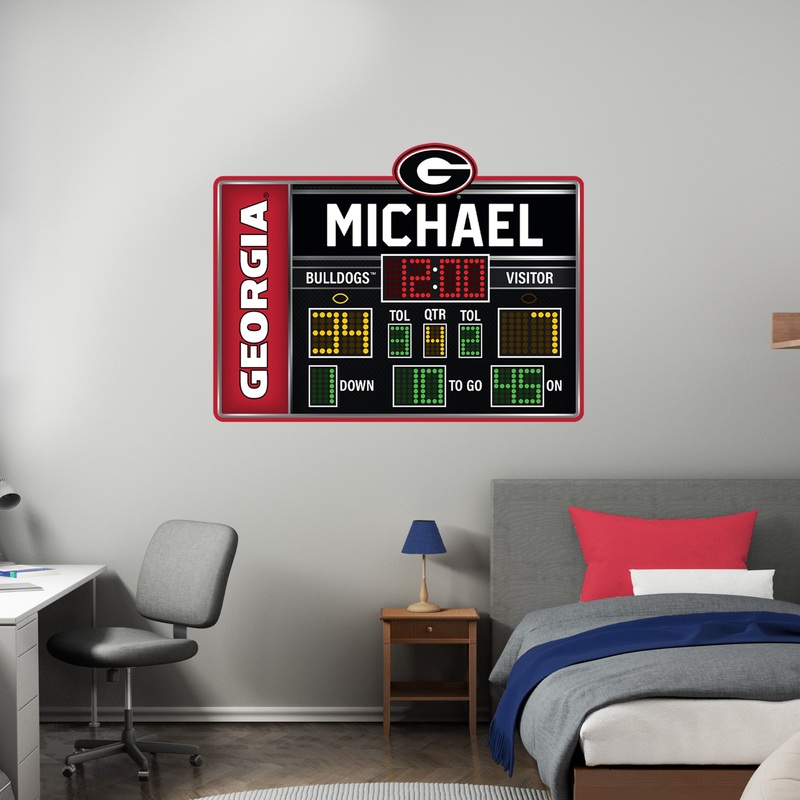 Georgia Bulldogs – Scoreboard Graphic – With Personalized Name – Official NCAA – Reusable Vinyl Wall Decal