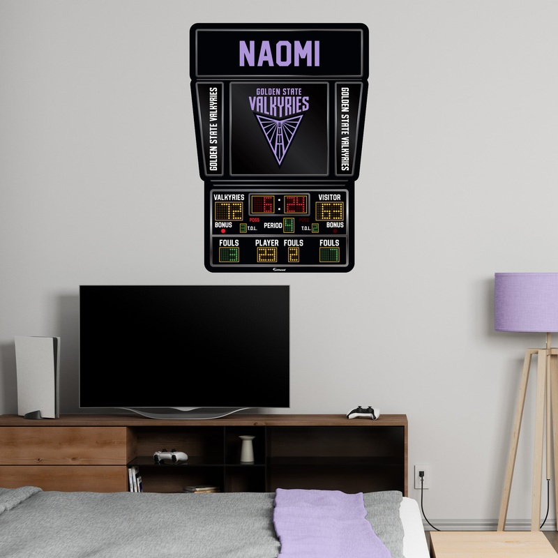 Golden State Valkyries – Scoreboard Graphic – With Personalized Name – Official WNBA – Reusable Vinyl Wall Decal