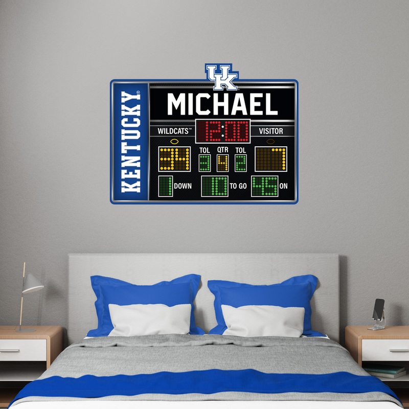 Kentucky Wildcats – Scoreboard Graphic – With Personalized Name – Official NCAA – Reusable Vinyl Wall Decal