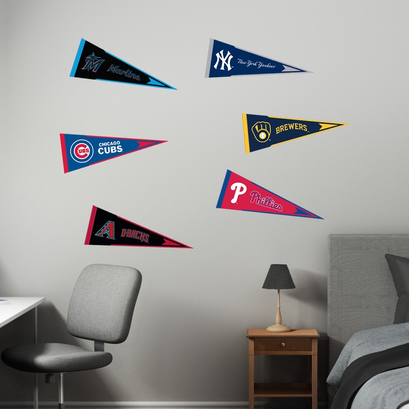 MLB Teams – RealBig Pennants Collection – Official MLB – Reusable Vinyl Wall Decals