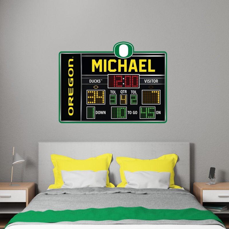 Oregon Ducks – Scoreboard Graphic – With Personalized Name – Official NCAA – Reusable Vinyl Wall Decal