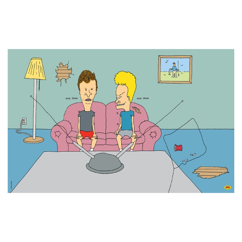 Beavis & Butt-Head – Watching Tv – Peel & Stick Poster – Official Paramount – Beavis & Butt-Head – Reusable Vinyl Wall Decal