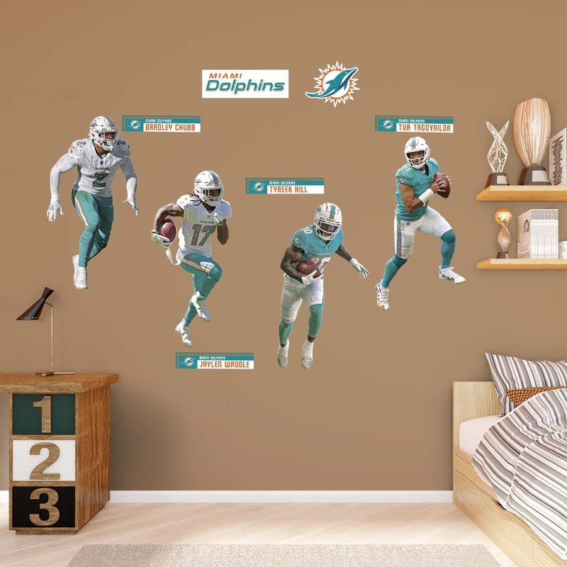 Miami Dolphins – RealBig Team Collection – Official NFL – Reusable Vinyl Wall Decals