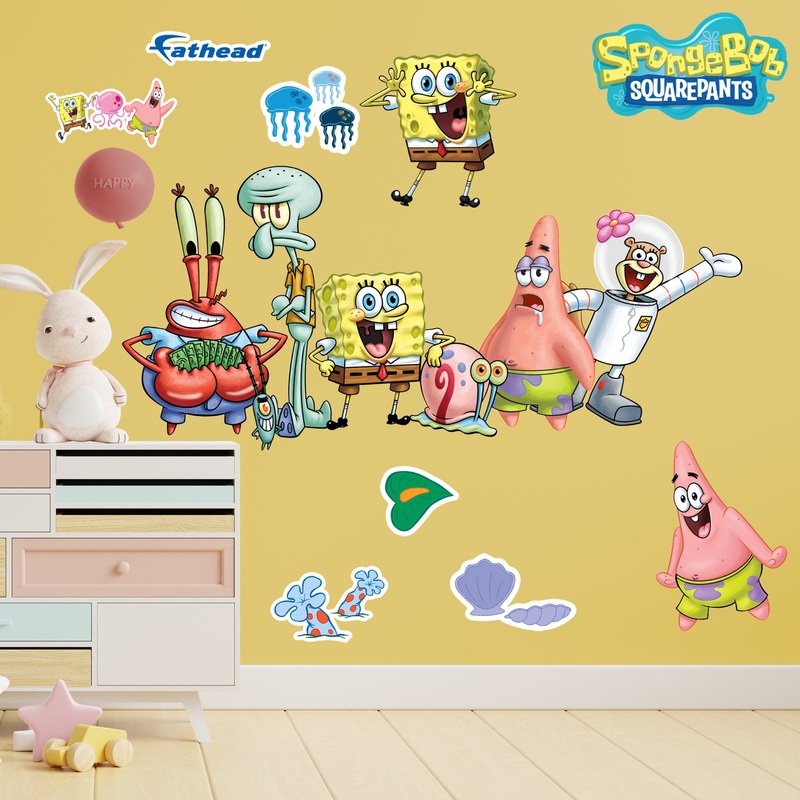 SpongeBob Squarepants Group – RealBig Collection – Official Nickelodeon – Reusable Vinyl Wall Decals