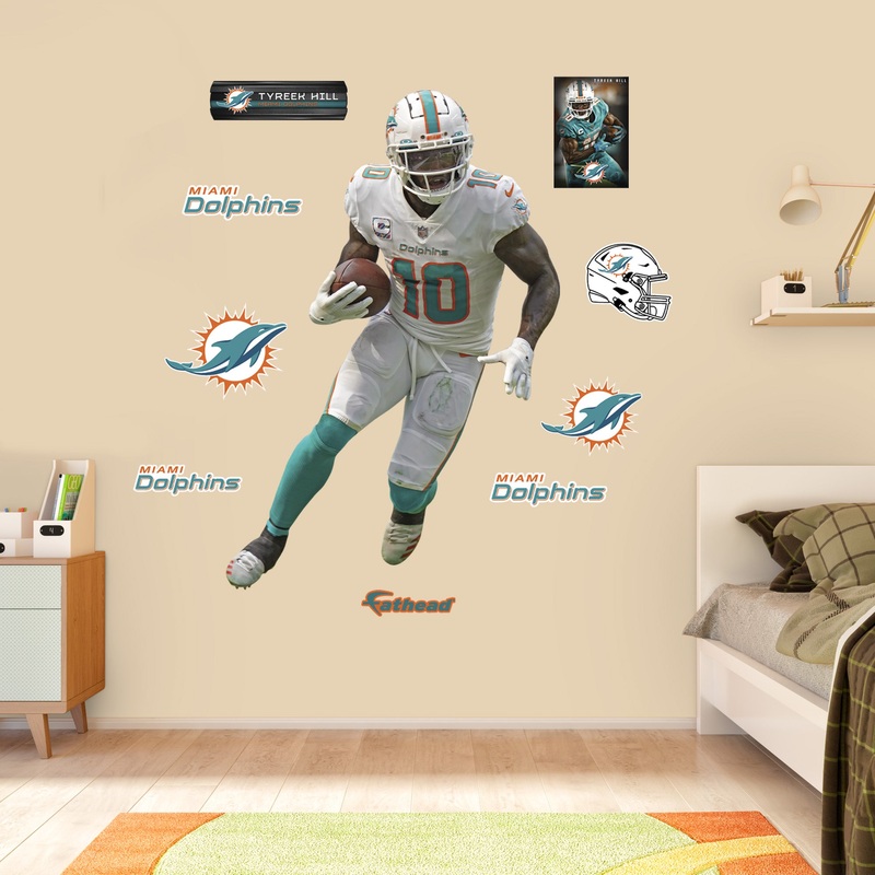 Tyreek Hill – RealBig White Jersey Collection – Official NFL – Miami Dolphins – Reusable Vinyl Wall Decals