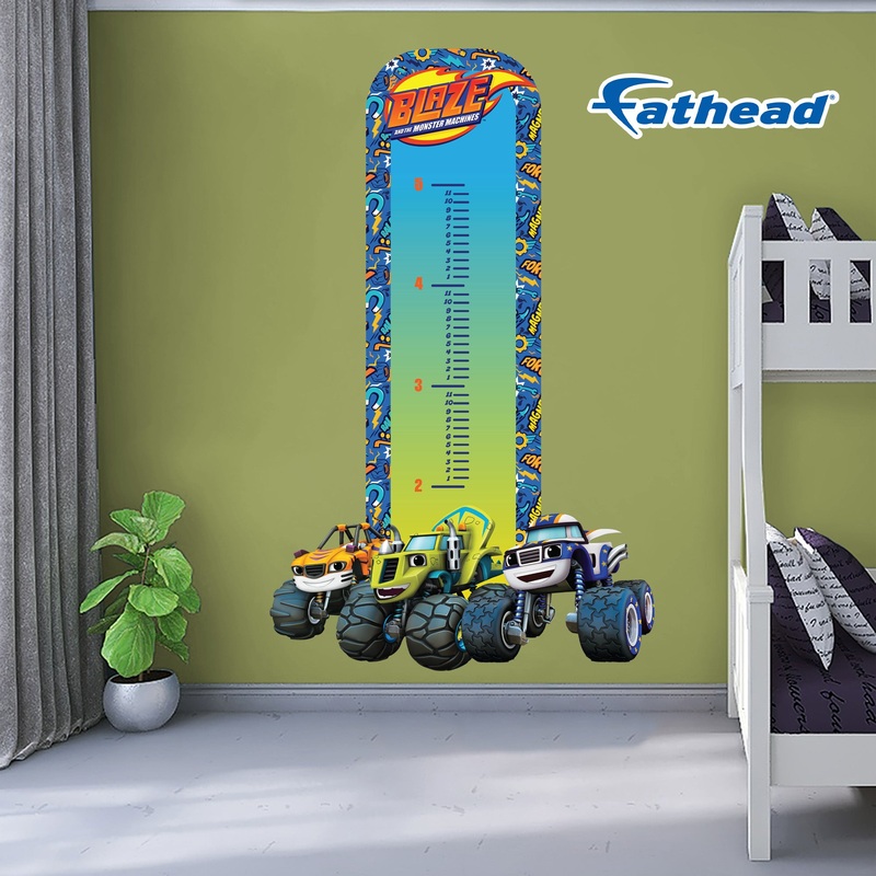 Blaze and the Monster Machines Stripes, Zeg & Darington – Growth Chart – Official Nickelodeon – Reusable Vinyl Wall Decals