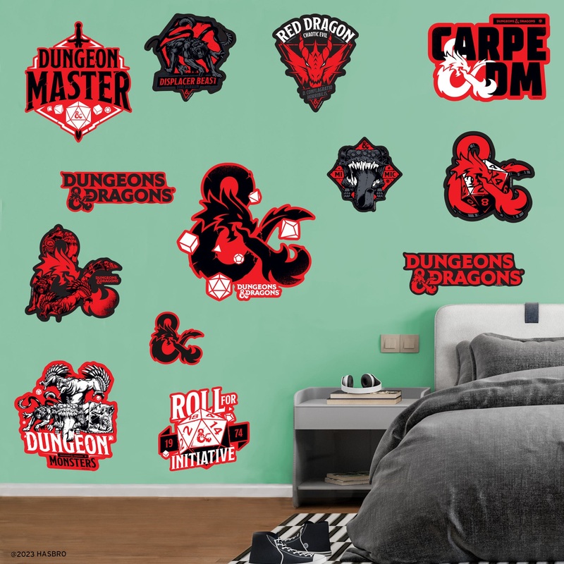 Dungeons & Dragons – RealBig Core Badges Collection – Official Hasbro – Reusable Vinyl Wall Decals
