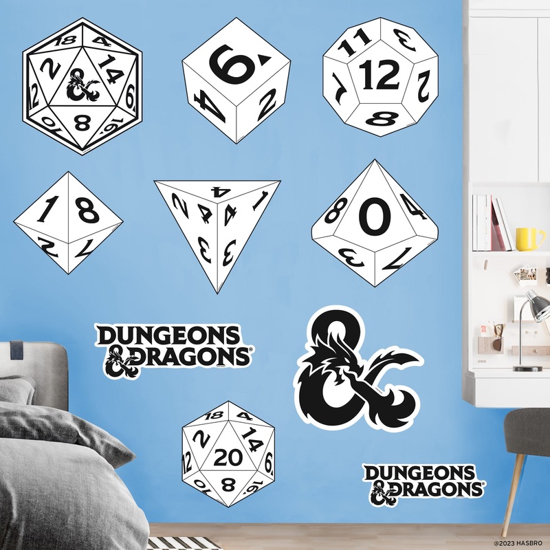 Dungeons & Dragons – RealBig Logo & Dice Collection – Official Hasbro – Reusable Vinyl Wall Decals