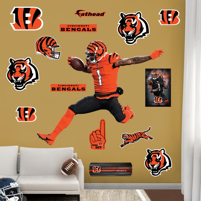 Ja’Marr Chase Leap – RealBig Collection – Official NFL – Cincinnati Bengals – Reusable Vinyl Wall Decals