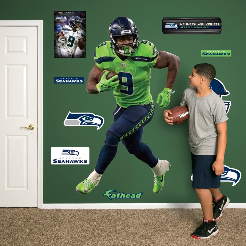 Kenneth Walker III – RealBig Green Collection – Official NFL – Seattle Seahawks – Reusable Vinyl Wall Decals