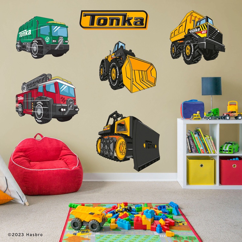 Tonka Trucks – RealBig Angled Trucks Collection – Official Hasbro – Reusable Vinyl Wall Decals
