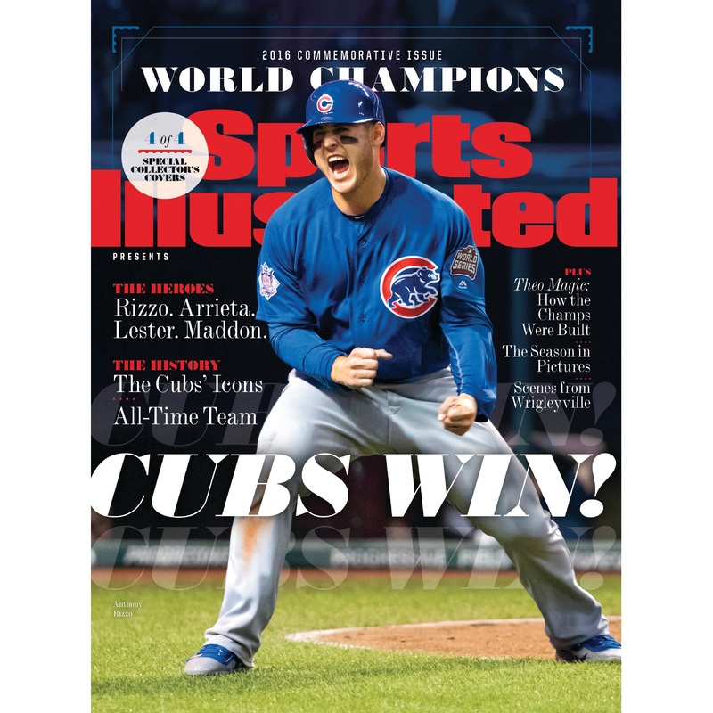 Anthony Rizzo – November 2016 Champions Commemorative Sports Illustrated Cover – Peel & Stick Poster – Official MLB – Chicago Cubs – Reusable Vinyl Wall Decal