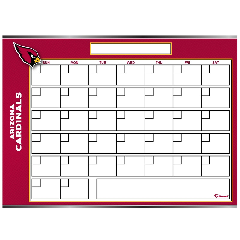 Arizona Cardinals – Dry Erase Calendar – Official NFL – Reusable Vinyl Wall Decal