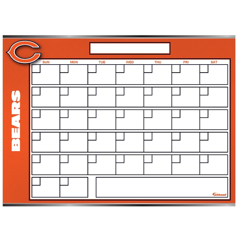 Chicago Bears – Dry Erase Calendar – Official NFL – Reusable Vinyl Wall Decal