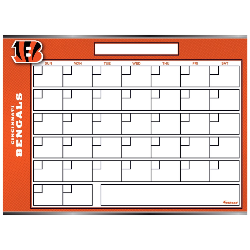 Cincinnati Bengals – Dry Erase Calendar – Official NFL – Reusable Vinyl Wall Decal