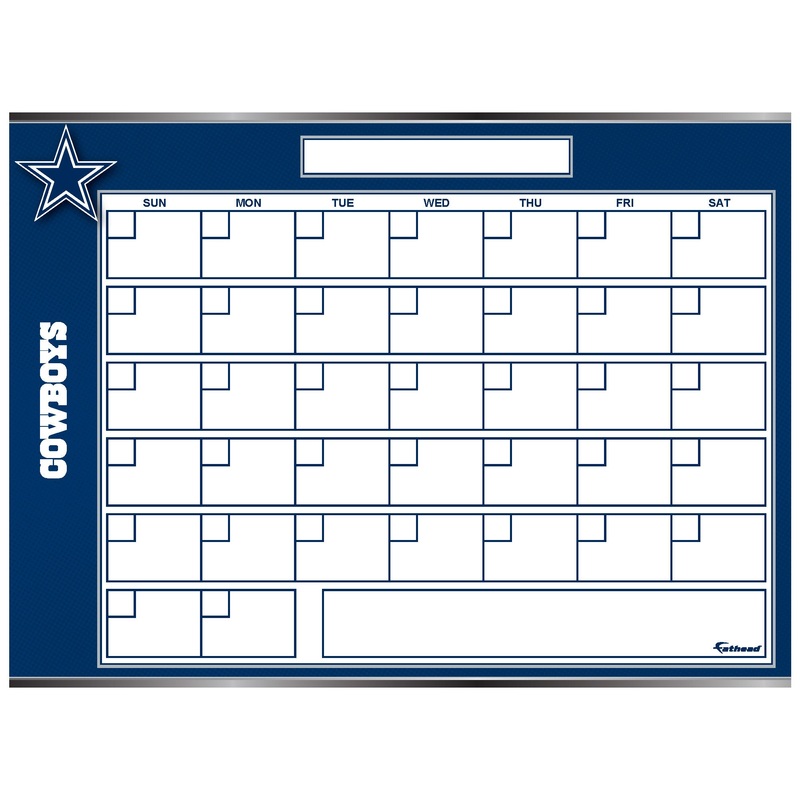 Dallas Cowboys – Dry Erase Calendar – Official NFL – Reusable Vinyl Wall Decal