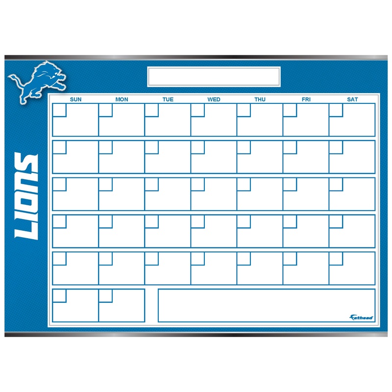 Detroit Lions – Dry Erase Calendar – Official NFL – Reusable Vinyl Wall Decal
