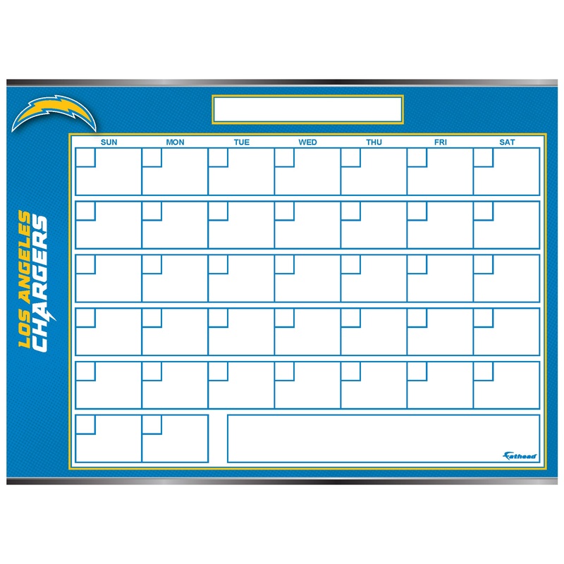 Los Angeles Chargers – Dry Erase Calendar – Official NFL – Reusable Vinyl Wall Decal