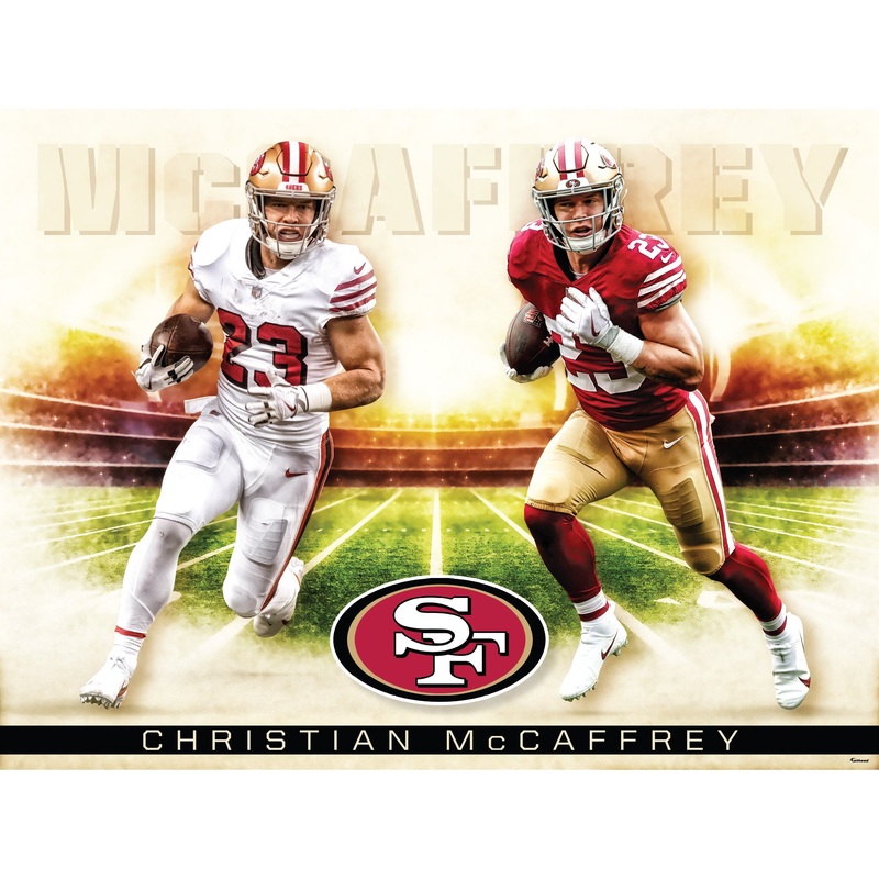 Christian McCaffrey – Icon Series – Peel & Stick Poster – Official NFL – San Francisco 49ers – Reusable Vinyl Wall Decal