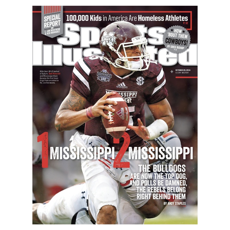 Dak Prescott – October 2014 Sports Illustrated Cover – Peel & Stick Poster – Official NCAA – Mississippi State Bulldogs – Reusable Vinyl Wall Decal