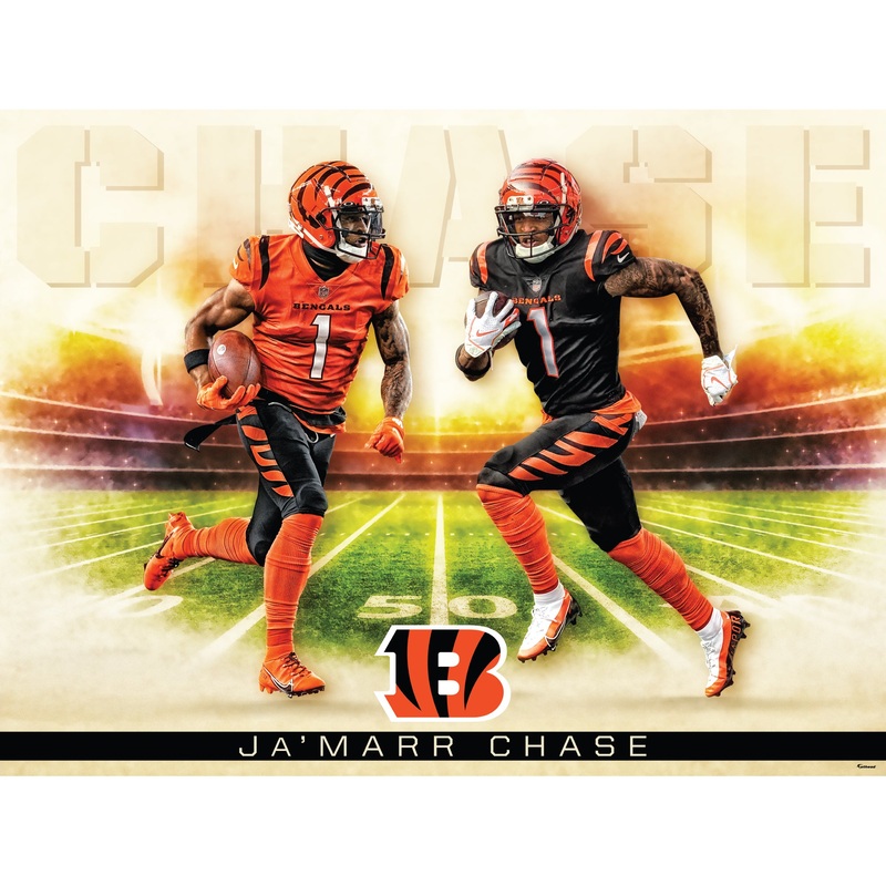 Ja’Marr Chase – Icon Series – Peel & Stick Poster – Official NFL – Cincinnati Bengals – Reusable Vinyl Wall Decal