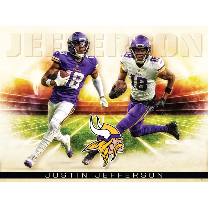 Justin Jefferson – Icon Series – Peel & Stick Poster – Official NFL – Minnesota Vikings – Reusable Vinyl Wall Decal