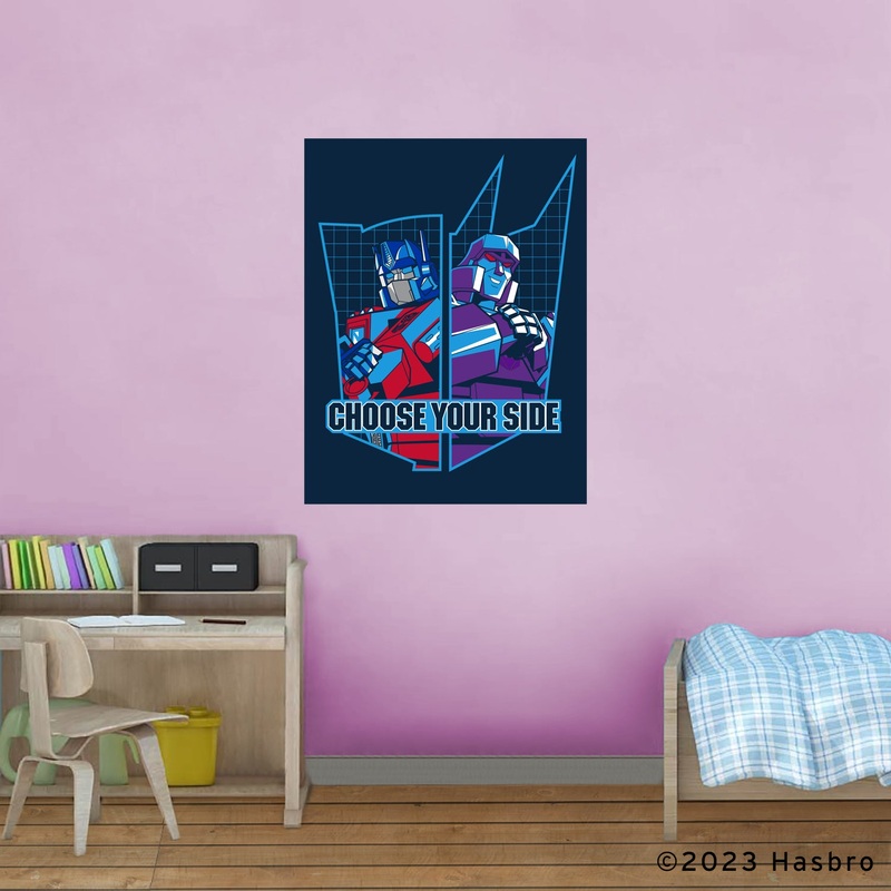 Optimus Prime & Megatron – Choose Your Side – Peel & Stick Poster – Official Hasbro – Transformers – Reusable Vinyl Wall Decal
