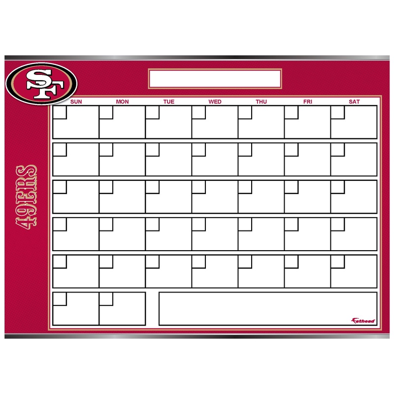 San Francisco 49ers – Dry Erase Calendar – Official NFL – Reusable Vinyl Wall Decal