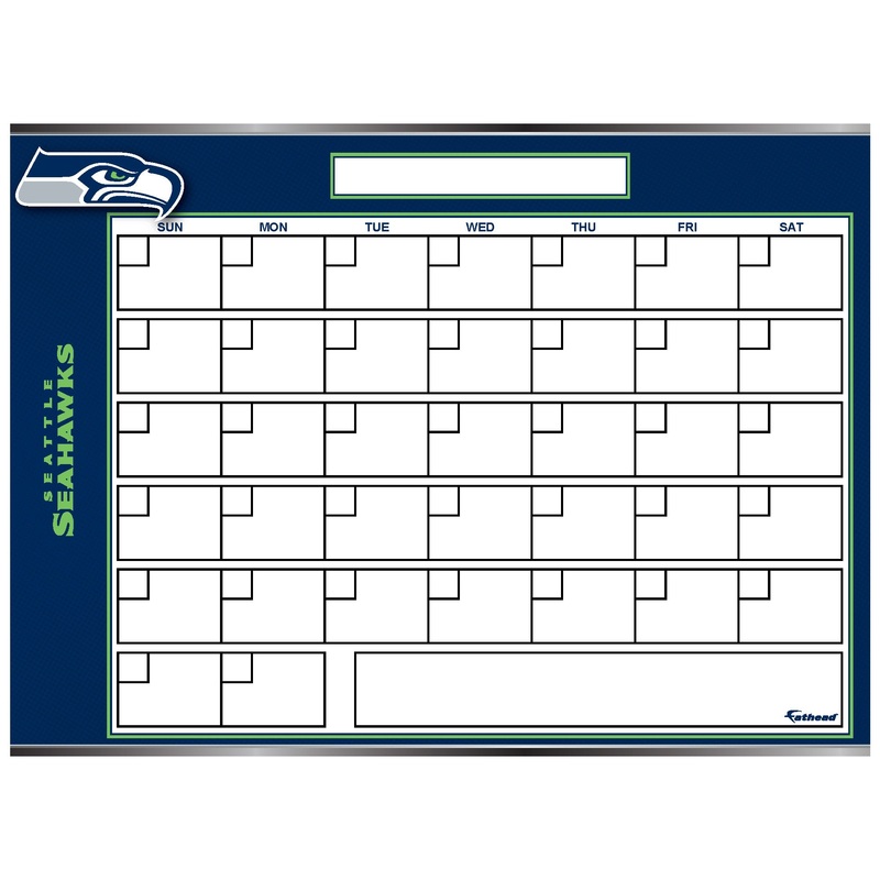 Seattle Seahawks – Dry Erase Calendar – Official NFL – Reusable Vinyl Wall Decal