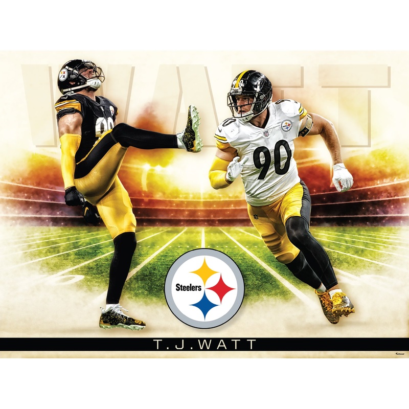 T.J. Watt – Icon Series – Peel & Stick Poster – Official NFL – Pittsburgh Steelers – Reusable Vinyl Wall Decal