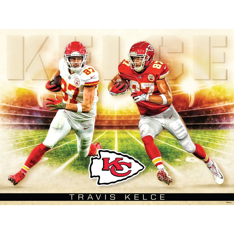 Travis Kelce – Icon Series – Peel & Stick Poster – Official NFL – Kansas City Chiefs – Reusable Vinyl Wall Decal
