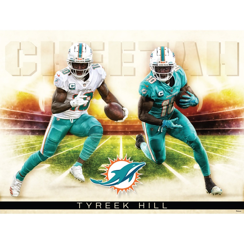 Tyreek Hill – Icon Series – Peel & Stick Poster – Official NFL – Miami Dolphins – Reusable Vinyl Wall Decal