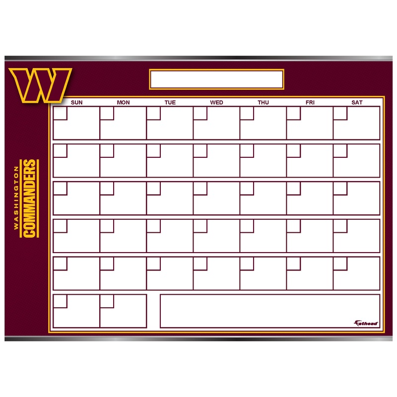Washington Commanders – Dry Erase Calendar – Official NFL – Reusable Vinyl Wall Decal