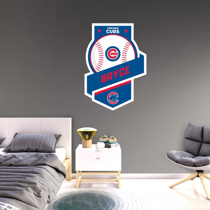 Chicago Cubs – Banner Badge – With Personalized Name – Official MLB – Vinyl Transfer Decal