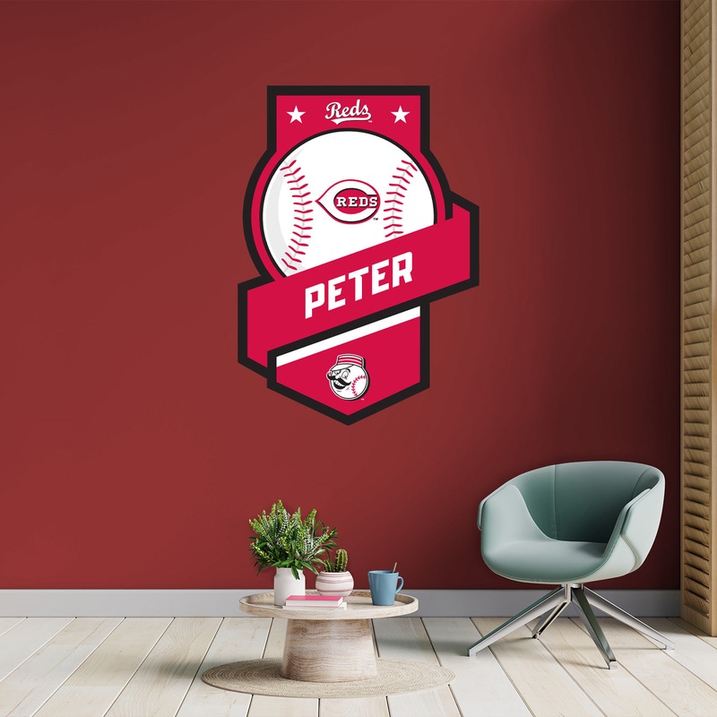 Cincinnati Reds – Banner Badge – With Personalized Name – Official MLB – Vinyl Transfer Decal