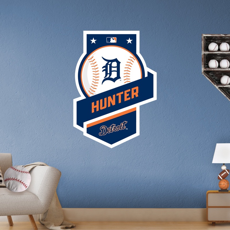 Detroit Tigers – Banner Badge – With Personalized Name – Official MLB – Vinyl Transfer Decal