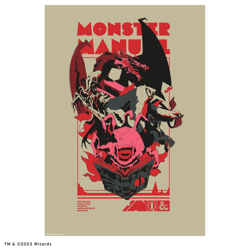 Dungeons & Dragons Monster Manual – Peel & Stick Poster – Official Hasbro – Dungeons & Dragons – Reusable Vinyl Wall Decal