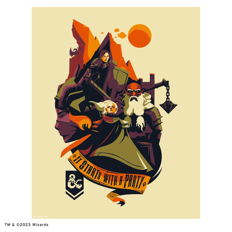 Dungeons & Dragons Stars with a Party – Peel & Stick Poster – Official Hasbro – Reusable Vinyl Wall Decal