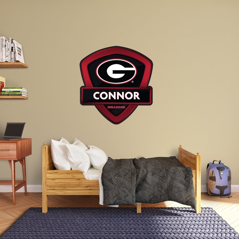 Georgia Bulldogs – Badge – With Personalized Name – Official NCAA – Vinyl Transfer Decal