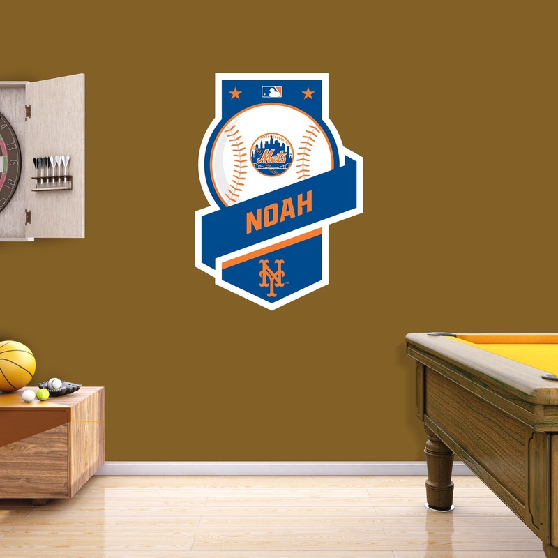 New York Mets – Banner Badge – With Personalized Name – Official MLB – Vinyl Transfer Decal
