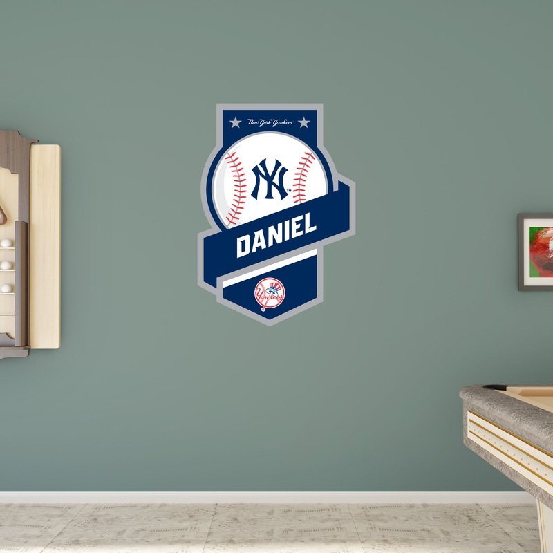 New York Yankees – Banner Badge – With Personalized Name – Official MLB – Vinyl Transfer Decal