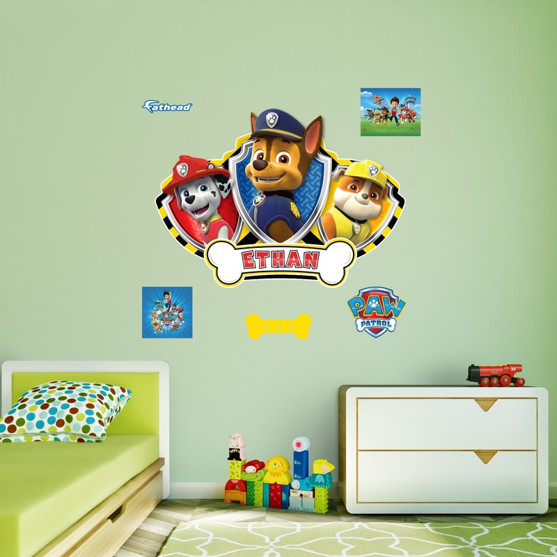 Paw Patrol – Chase, Rubble, Marshall Graphic – With Personalized Name – Official Nickelodeon – Vinyl Transfer Decals #1