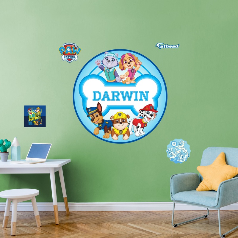 Paw Patrol – Chase, Rubble, Marshall Graphic – With Personalized Name – Official Nickelodeon – Vinyl Transfer Decals #2