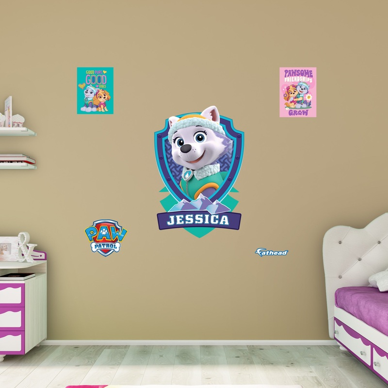 Paw Patrol – Everest Graphic – With Personalized Name – Official Nickelodeon – Vinyl Transfer Decals