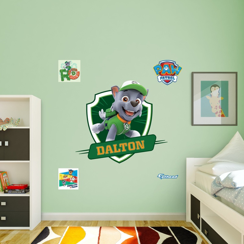 Paw Patrol – Rocky Graphic – With Personalized Name – Official Nickelodeon – Vinyl Transfer Decals #1