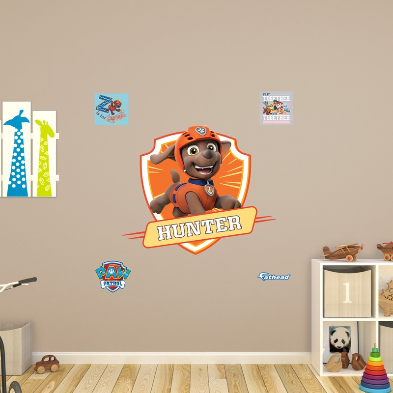 Paw Patrol – Zuma Jumping Badge – With Personalized Name – Official Nickelodeon – Vinyl Transfer Decals