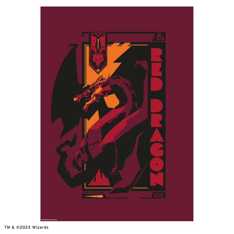 Red Dragon – Peel & Stick Poster – Official Hasbro – Dungeons & Dragons – Reusable Vinyl Wall Decal