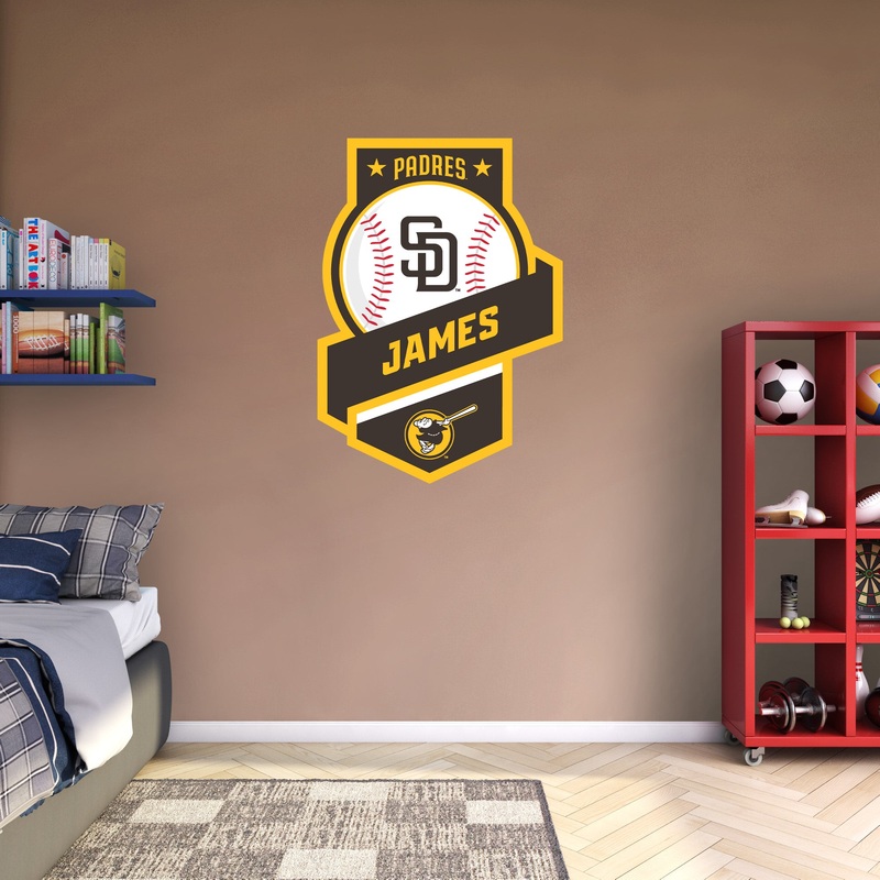 San Diego Padres – Banner Badge – With Personalized Name – Official MLB – Vinyl Transfer Decal