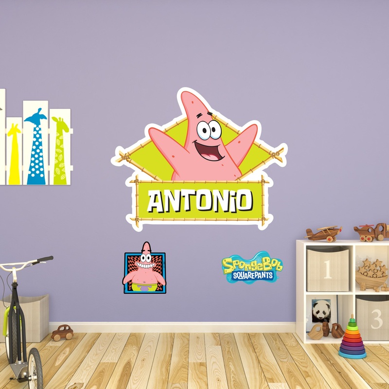 Spongebob Squarepants – Patrick Tiki Graphic – With Personalized Name – Official Nickelodeon – Vinyl Transfer Decals