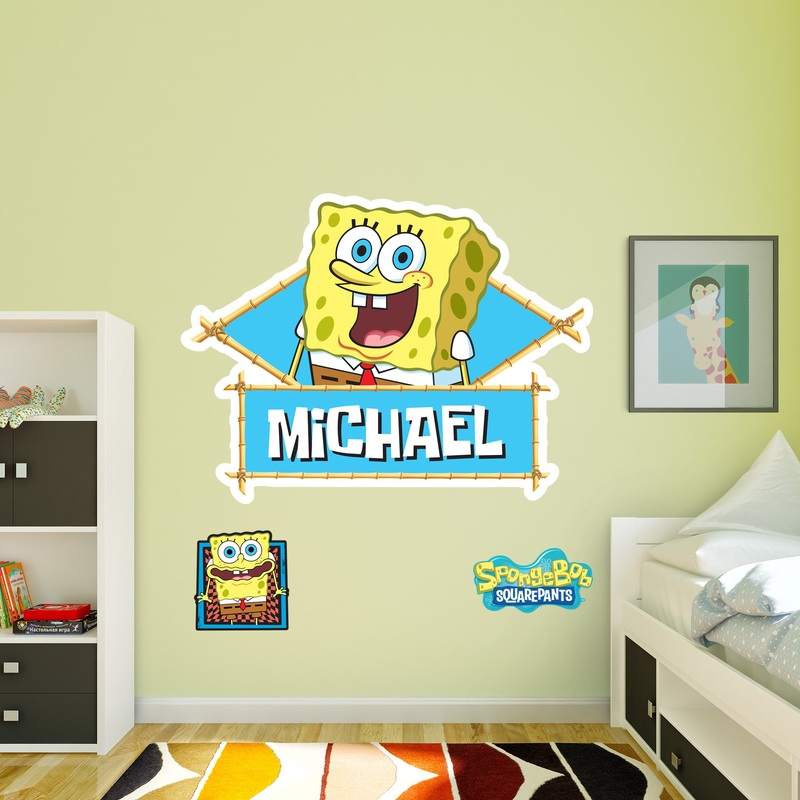Spongebob Squarepants – Spongebob Tiki Graphic – With Personalized Name – Official Nickelodeon – Vinyl Transfer Decals